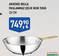 AKDENİZ BELLA PASLANMAZ ÇELİK WOK TAVA 28 CM AKDENİZ BELLA PASLANMAZ ÇELİK WOK TAVA 28 CM